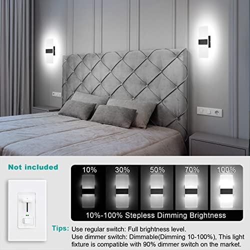 TRLIFE Dimmable Wall Sconces, Modern Wall Sconces Set of 2 Hardwired Wall - Image 2