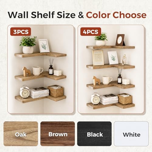 Solid Wood Corner Floating Shelves - Image 4