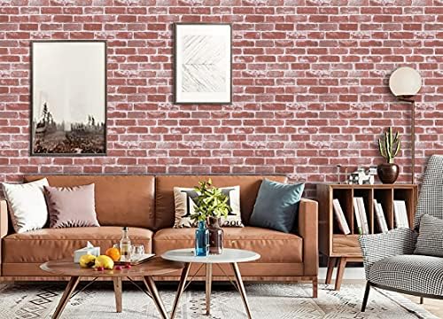 Timeet Red Brick Wallpaper 17.7"×393.7" Peel and Stick Wallpaper Faux Brick - Image 5