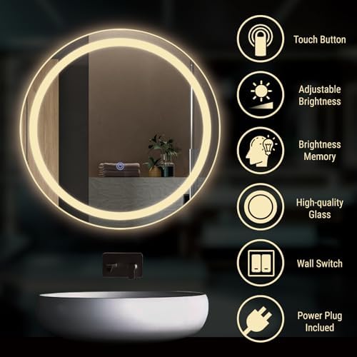 KOSTA 20 Inch Round LED Bathroom Vanity Mirror - Image 2