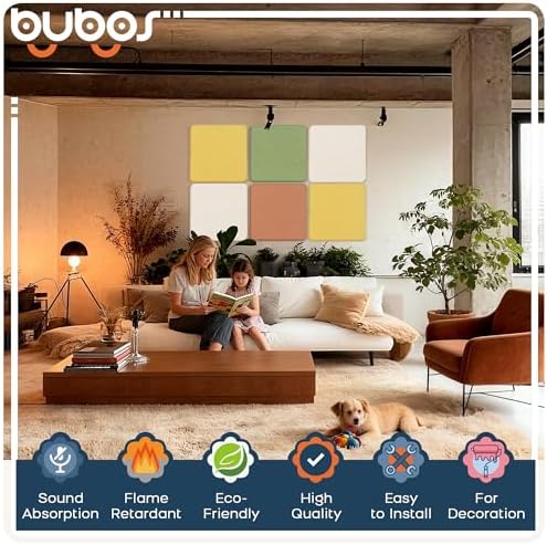 BUBOS 4-Pack Fabric Acoustic Panels 23.6"x23.6"x1", Decor Soundproof Panel - Image 3