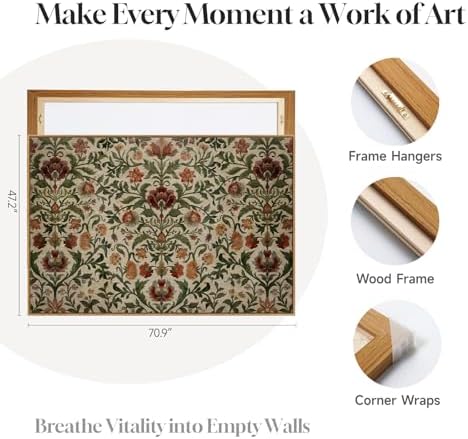 Extra Large Framed Vintage Morris Floral Wall Art - Image 6
