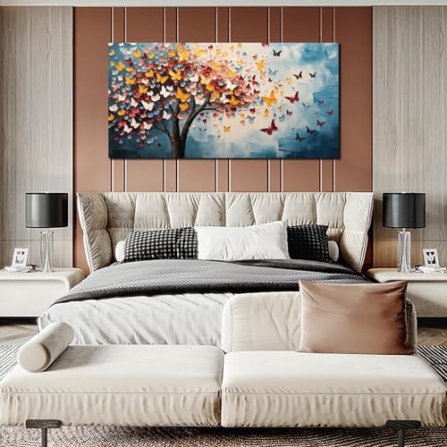 Butterfly Tree Canvas Wall Art for Living Room Bedroom Home Office Blue - Image 6