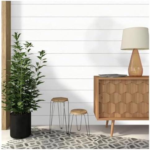 Real Wood Wall Planks-5" White Shiplap Panel Peel and Stick 10Pack 12.5SqFt by Luxdecor