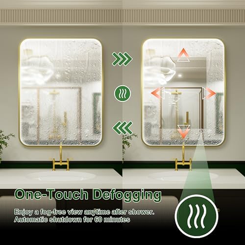 28"x36" Gold LED Bathroom Mirror - Image 4