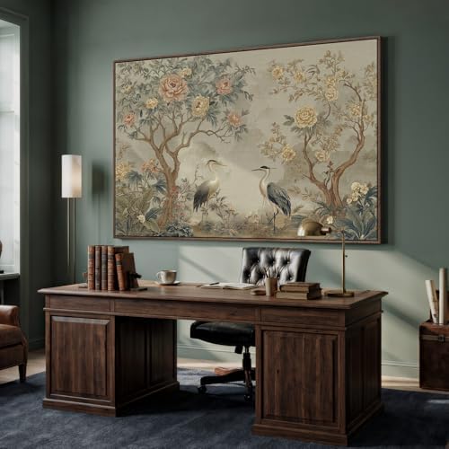 Extra Large Framed Neutral Chinoiserie Wall Art - Image 2