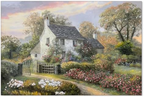 Haitunone French Country Oil Painting Wall Art Farmhouse Cottage Garden Posters by Haitunone