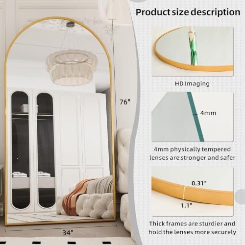LFT HUIMEI2Y 76"x34" Arch Full Length Mirror - Image 2