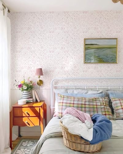 Dimoon Boho Peel and Stick Wallpaper Soft Pink Floral Contact Paper French - Image 4