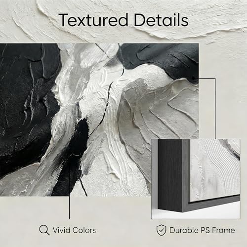 3D Textured Hand Painted Abstract Boho Grey Wall Art - Image 3