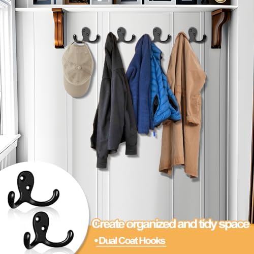 15 Pack Coat Hooks Wall Hooks for Hanging, Heavy Duty Double Prong Metal Hook - Image 4