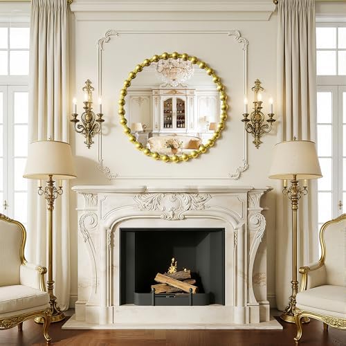 24 Inch Gold Round Mirror, Decorative Vanity Circle Mirror Wall - Image 2