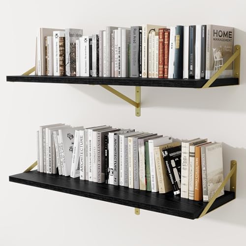 Deep Wall Shelves 40"W x 12"D Engineered Wood Floating Shelves by Venusmiles
