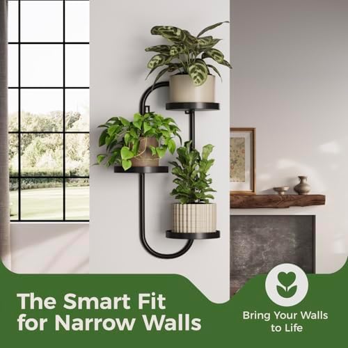 Laposso 3 Tier Wall Planter Metal Plant Hanger Indoor Black - Image 4