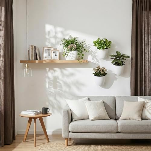 MyGift 7.5 Inch Wall Planters for Indoor Plants, Flower Cactus Herbs Plant - Image 3