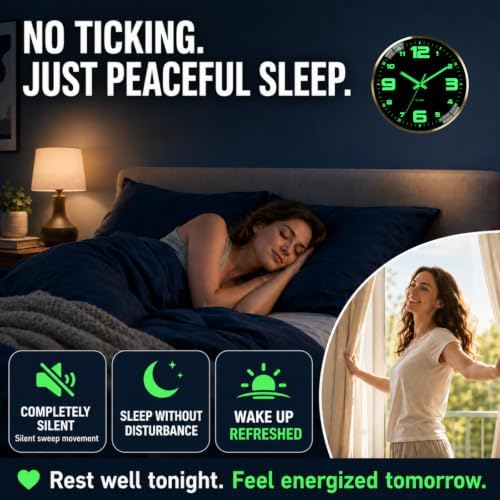 12 Inch Wall Clock Illuminated Accurate Time Silent Metal Frame - Image 3