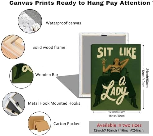 3Pcs Trendy Bold Feminist Wall Art Green Vintage Funky Girl Power Poster Woman - Image 6