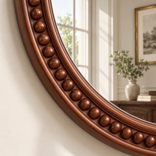 30" Rustic Round Wood Mirror - Image 4