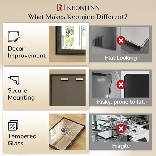 Keonjinn 24"x32" Black Bathroom Mirrors - Image 5