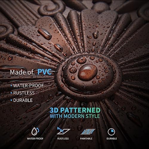 Art3d 12-Pack PVC Drop Ceiling Tiles, 2 x 2 ft, Antique Copper - Image 5