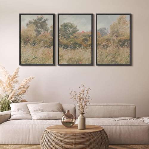 MUDECOR Framed Wall Art Print Set Pastoral Meadow and Tree Landscape - Image 4