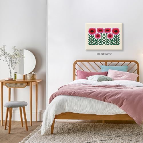 Pink and Green Flower Vintage Poster Nature Abstract Botanical Wall Art Poppies - Image 4