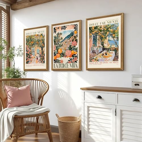 SYWENNOI Triptych Dolce Far Niente Framed Cnavas Wall Art 16x24 inches x3 - Image 5