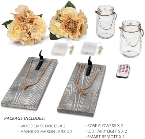 Mason Jar Sconces Wall Decor Set of 2, Rustic Wall Art, Wall Hangings - Image 3