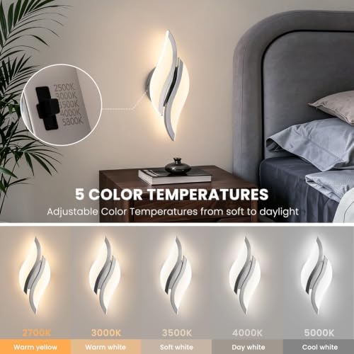 CANEOE Modern LED Wall Sconce Set of 2, 5CCT Dimmable Wall Light - Image 2