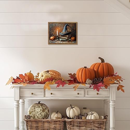Framed Vintage Halloween Pumpkin Wall Art, Rustic Harvest Pumpkin Canvas Print - Image 4