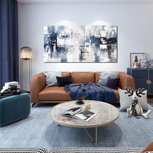Prepeyssee White and Blue Abstract Canvas Wall Art - Image 6