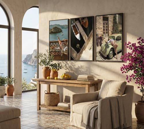 SOUHLP 3Pcs Mediterranean Coastal Canvas Wall Art - Image 3