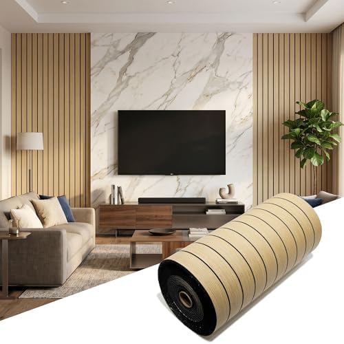 Peel and Stick Faux Wood Slat Wall Panels, 3D Wood Grain Wallpaper by premiumqualitypeelandsticktile
