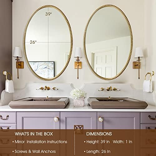 Oval Wall Mirror for Bathroom, Large Hanging Vanity Mirror for Bedroom - Image 5