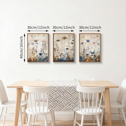 WENGTIAO 3 Pcs Vintage Framed Canvas Wall Art Prints Nature Flowers 12"x16" - Image 4