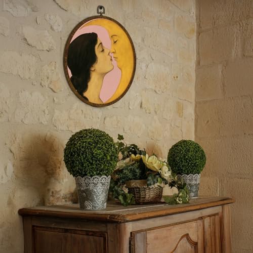 KLYTINK Retro Celestial Decor, Romantic Moon and Young Girl Round Wall Art - Image 7