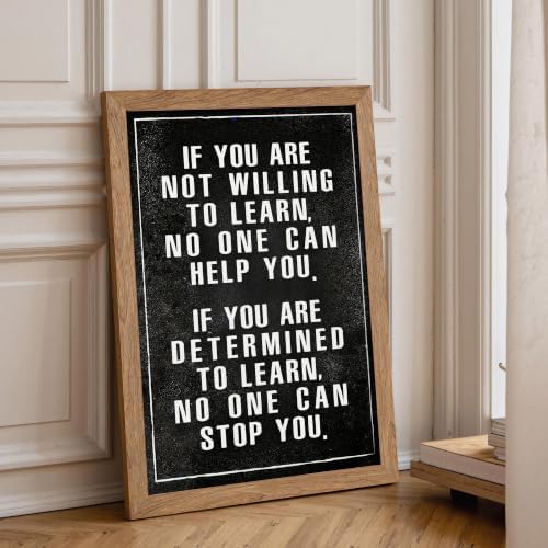 Golden Framed If You Are Not Willing To Learn Motivational Canvas Wall Art - Image 6