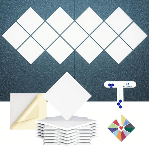 12 Pack Self-Adhesive Acoustic Panels, 2nd Generation Sound Absorbing Panel by DEXMOKO