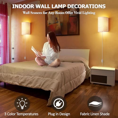 OCATO Plug in Wall Sconces Set of Two Wall Lights Lamp - Image 5