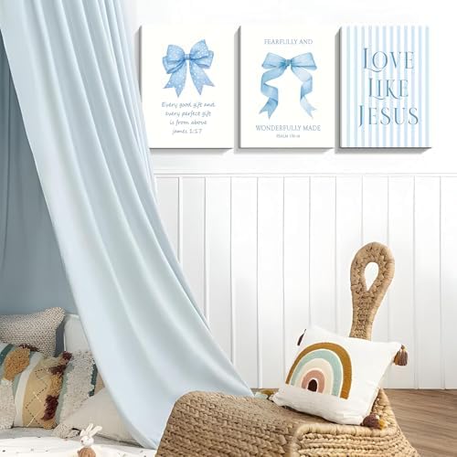 3 Piece Light Blue Bows Bathroom Decor Jesus Teen Girl Room Decor 12x16 In - Image 2