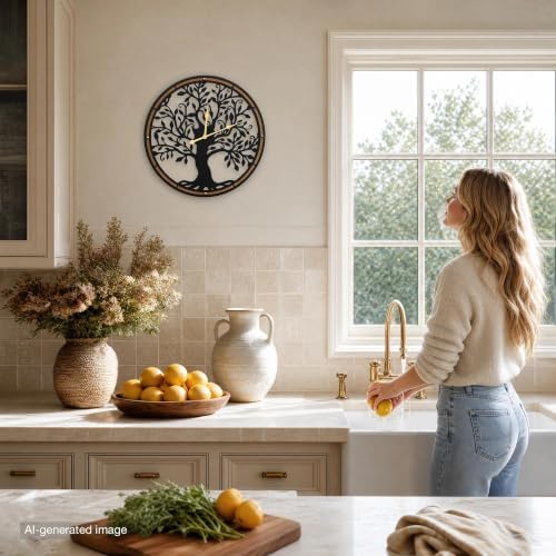 Micasso Large Wall Clocks Decorative: 18 Inch Tree of Life Battery Operated - Image 4
