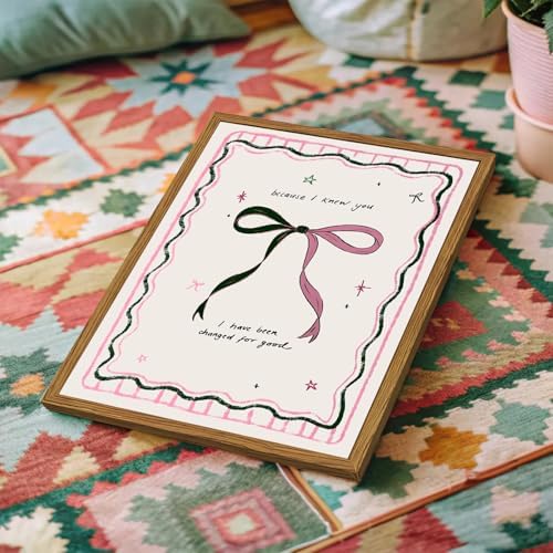 Framed Pink Bow Wall Art, Coquette Preppy Canvas Wall Decor Pictures, Trendy - Image 2