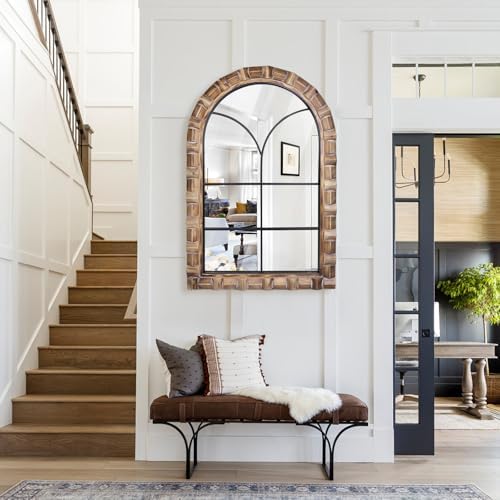 36x24 Inch Arched Window Pane Wall Mirror - Image 5