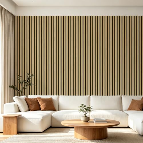 Art3d 94 x 12.6 Inch Acoustic Wood Slat Wall Panel, Natural Oak - Image 2