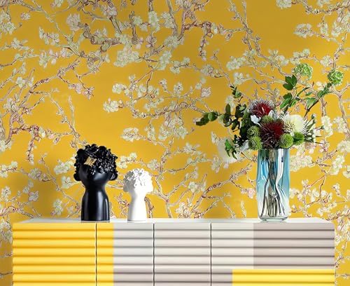 Blooming Wall Van Gogh Almond Blossom Yellow Wallpaper Featuring Vintage Floral - Image 4