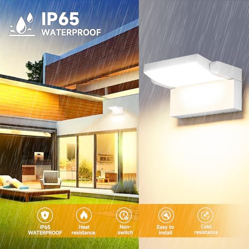 3Pack Outdoor LED Wall Light 40W White Flood Lights 350°Rotation - Image 2