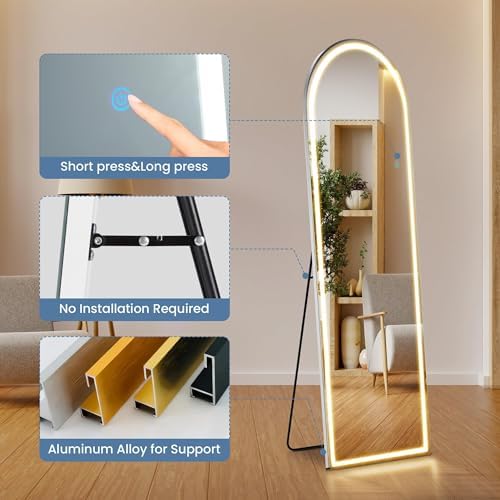 DUMOS Arched LED Mirror Full Length Standing - Image 6