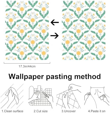 Vintage Floral Wallpaper Yellow, Botanical Removable Peel and Stick Wallpaper - Image 6