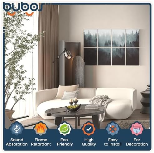 BUBOS 8 Pcs Art Acoustic Wall Panel, 47.2”x31.4”Self Adhesive - Image 3