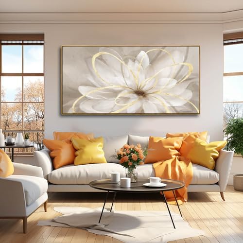 SOUGUAN Gold Flowers Canvas Wall Art Abstract Line Wall Decorations - Image 2